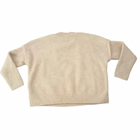 Madewell Cable Havener Pullover Sweater Boxy Beige Alpaca Wool Blend Size Medium - Picture 3 of 6